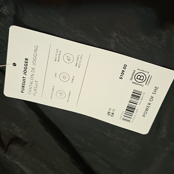 Athleta Womens Jogger Black Pursuit Mid Rise Zip Ankle UPF 40+ Athleisure Medium - Picture 7 of 7